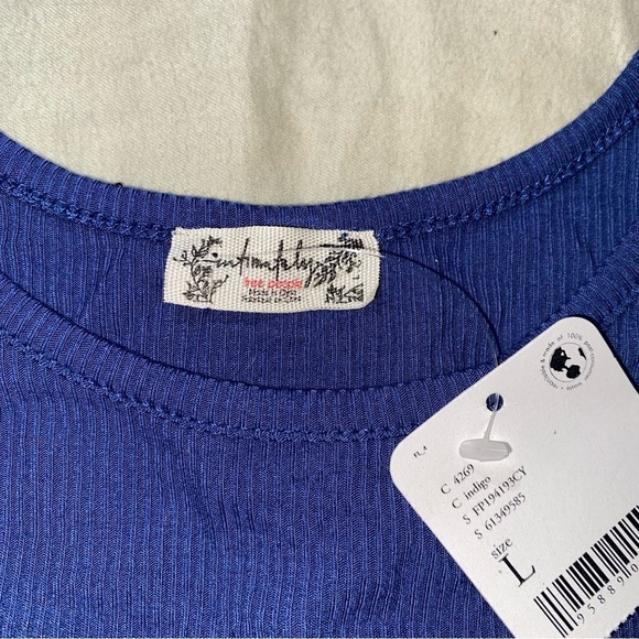 NWT INTIMATELY FREE PEOPLE SEAMLESS MUSCLE TANK IN INDIGO SUPER SOFT LOOSE FIT - Picture 3 of 5